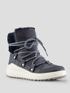 Cougar Treville Sheepskin Shearling Boots Leather Booties Navy Blue Size 8.5 NEW